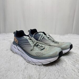 HOKA / Clifton 6 green blue lace up running sneakers / 10.5M